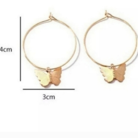 Free People White Butterfly Charm Hoop Earrings NEW - Picture 2 of 10